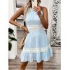 image:imageFloerns Womens Contrast Lace Sleeveless Halter Dress Backless Vacation A Line DressBlue Striped