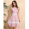image:imageFloerns Womens Contrast Lace Sleeveless Halter Dress Backless Vacation A Line DressRed Multi