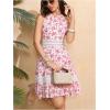 image:imageFloerns Womens Contrast Lace Sleeveless Halter Dress Backless Vacation A Line DressRed Multi
