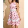 image:imageFloerns Womens Contrast Lace Sleeveless Halter Dress Backless Vacation A Line DressRed Multi