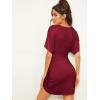 image:imageFloerns Womens Deep V Neck Twisted Plunging High Slit Mini Party DressBurgundy