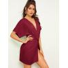image:imageFloerns Womens Deep V Neck Twisted Plunging High Slit Mini Party DressBurgundy