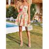image:imageFloerns Womens Floral Sleeveless Halter Dress Milkmaid Flare Hem Boho Mini DressApricot