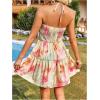 image:imageFloerns Womens Floral Sleeveless Halter Dress Milkmaid Flare Hem Boho Mini DressApricot