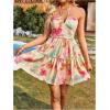 image:imageFloerns Womens Floral Sleeveless Halter Dress Milkmaid Flare Hem Boho Mini DressApricot
