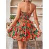 image:imageFloerns Womens Floral Sleeveless Halter Dress Milkmaid Flare Hem Boho Mini DressBlack and Red