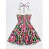image:imageFloerns Womens Floral Sleeveless Halter Dress Milkmaid Flare Hem Boho Mini DressPink Multi