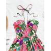 image:imageFloerns Womens Floral Sleeveless Halter Dress Milkmaid Flare Hem Boho Mini DressPink Multi