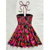 image:imageFloerns Womens Floral Sleeveless Halter Dress Milkmaid Flare Hem Boho Mini DressPurple