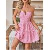 image:imageFloerns Womens Floral Sleeveless Halter Dress Milkmaid Flare Hem Boho Mini DressWatermelon Pink