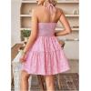 image:imageFloerns Womens Floral Sleeveless Halter Dress Milkmaid Flare Hem Boho Mini DressWatermelon Pink
