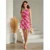 image:imageFloerns Womens Floral Sleeveless One Shoulder Drawstring Ruched Vacation A Line Beach DressesRose Pink