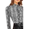 image:imageFloerns Womens Long Sleeve Mock Neck Slim Snakeskin TShirt TopsA Multi Gray