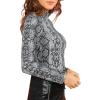 image:imageFloerns Womens Long Sleeve Mock Neck Slim Snakeskin TShirt TopsA Multi Gray