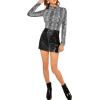 image:imageFloerns Womens Long Sleeve Mock Neck Slim Snakeskin TShirt TopsA Multi Gray