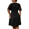 image:imageFloerns Womens Plus Size Contrast Mesh Half Flounce Sleeve V Neck Glitter Flared Hem A Line DressBlack Sequins