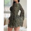 image:imageFloerns Womens Plus Size Floral Gothic Dress Flare Long Sleeve Mesh Grunge A Line DressArmy Green