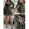 image:imageFloerns Womens Plus Size Floral Gothic Dress Flare Long Sleeve Mesh Grunge A Line DressArmy Green