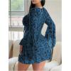 image:imageFloerns Womens Plus Size Floral Gothic Dress Flare Long Sleeve Mesh Grunge A Line DressDark Blue