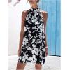 image:imageFloerns Womens Sleeveless Floral Print Sundress Halter Neck A Line Short DressBlack