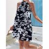 image:imageFloerns Womens Sleeveless Floral Print Sundress Halter Neck A Line Short DressBlack