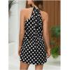 image:imageFloerns Womens Sleeveless Floral Print Sundress Halter Neck A Line Short DressBlack Polka Dots