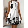 image:imageFloerns Womens Sleeveless Floral Print Sundress Halter Neck A Line Short DressBlack and White