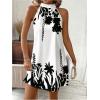 image:imageFloerns Womens Sleeveless Floral Print Sundress Halter Neck A Line Short DressBlack and White