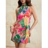 image:imageFloerns Womens Sleeveless Floral Print Sundress Halter Neck A Line Short DressCoral Pink