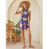 image:imageFloerns Womens Sleeveless Floral Print Sundress Halter Neck A Line Short DressDark Blue