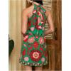 image:imageFloerns Womens Sleeveless Floral Print Sundress Halter Neck A Line Short DressForest Green Floral