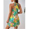 image:imageFloerns Womens Sleeveless Floral Print Sundress Halter Neck A Line Short DressGreen