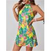image:imageFloerns Womens Sleeveless Floral Print Sundress Halter Neck A Line Short DressGreen