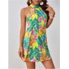 image:imageFloerns Womens Sleeveless Floral Print Sundress Halter Neck A Line Short DressGreen