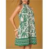 image:imageFloerns Womens Sleeveless Floral Print Sundress Halter Neck A Line Short DressGreen Beige Tropical