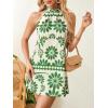 image:imageFloerns Womens Sleeveless Floral Print Sundress Halter Neck A Line Short DressGreen and White