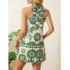 image:imageFloerns Womens Sleeveless Floral Print Sundress Halter Neck A Line Short DressGreen and White