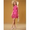 image:imageFloerns Womens Sleeveless Floral Print Sundress Halter Neck A Line Short DressHot Pink Heart