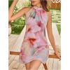 image:imageFloerns Womens Sleeveless Floral Print Sundress Halter Neck A Line Short DressLight Pink Floral
