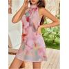 image:imageFloerns Womens Sleeveless Floral Print Sundress Halter Neck A Line Short DressLight Pink Floral