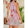 image:imageFloerns Womens Sleeveless Floral Print Sundress Halter Neck A Line Short DressLight Pink Floral