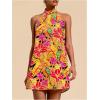 image:imageFloerns Womens Sleeveless Floral Print Sundress Halter Neck A Line Short DressOrange
