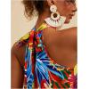 image:imageFloerns Womens Sleeveless Floral Print Sundress Halter Neck A Line Short DressOrange Red Multi