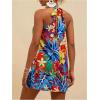 image:imageFloerns Womens Sleeveless Floral Print Sundress Halter Neck A Line Short DressOrange Red Multi