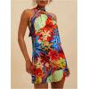 image:imageFloerns Womens Sleeveless Floral Print Sundress Halter Neck A Line Short DressOrange Red Multi