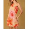 image:imageFloerns Womens Sleeveless Floral Print Sundress Halter Neck A Line Short DressOrange and Pink