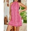 image:imageFloerns Womens Sleeveless Floral Print Sundress Halter Neck A Line Short DressPink Geo