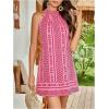 image:imageFloerns Womens Sleeveless Floral Print Sundress Halter Neck A Line Short DressPink Geo