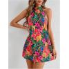 image:imageFloerns Womens Sleeveless Floral Print Sundress Halter Neck A Line Short DressPink Multi