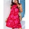 image:imageFloerns Womens Sleeveless Floral Print Sundress Halter Neck A Line Short DressPink and Red